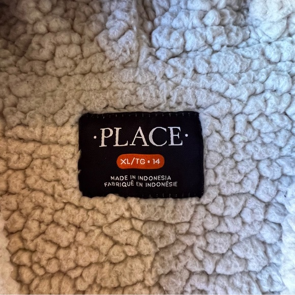 The Children's Place XL 14 Red Blue Gray Sherpa Lined Jacket Zippered Hoodie - Picture 5 of 5